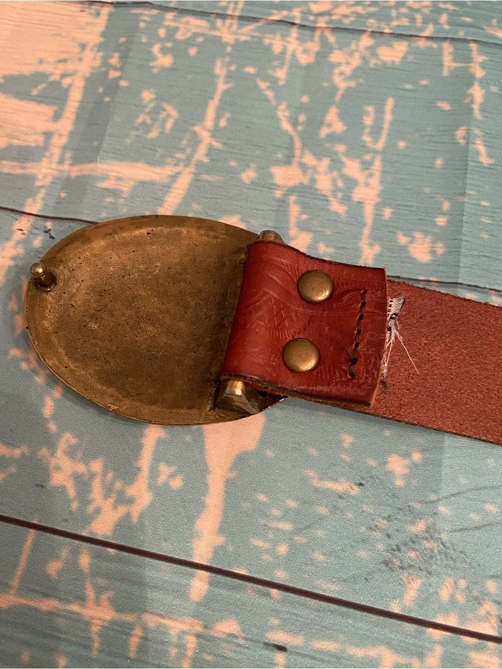 J. Crew Brown Leather Belt with Hammered Brass Buckle - Picture 7 of 14